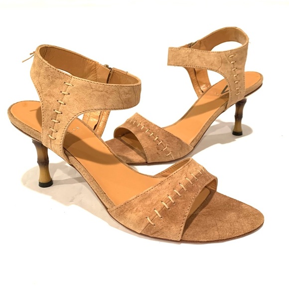 V Italia Tan Suede Western Heels with ornate Heel - Picture 1 of 12